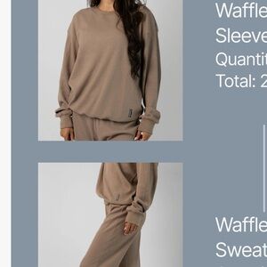 Cozy Waffle Long Sleeve Pajama Set - Taupe